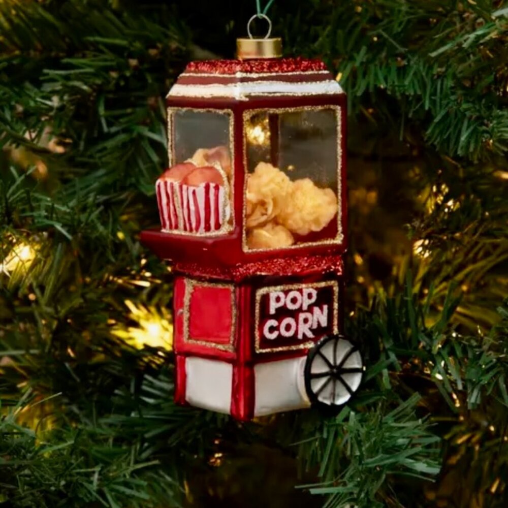 Life Like Glass Popcorn Machine Christmas Ornament (New)